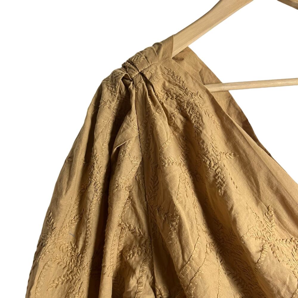 Maje Lalmeto One Sleeve Cut Out Ruched Tie Waist Tan Top Size Large - Picture 7 of 13